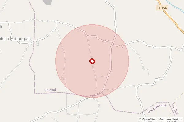 Map showing approximate area covered by Pincode 626129 — Tamilpadi Bo, Virudhunagar