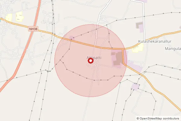 Map showing approximate area covered by Pincode 626161 — Athipatti So, Virudhunagar