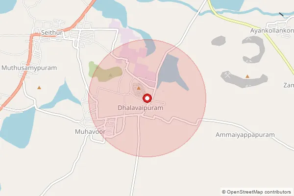 Map showing approximate area covered by Pincode 626188 — Dhalavaipuram So, Virudhunagar