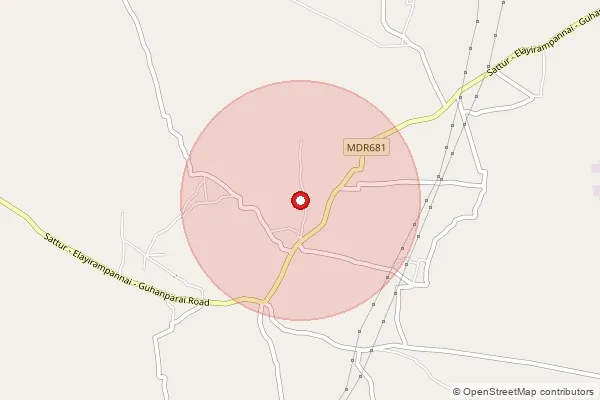 Map showing approximate area covered by Pincode 626201 — Elayirampannai So, Virudhunagar