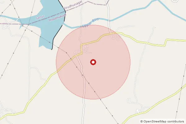 Map showing approximate area covered by Pincode 626205 — Mulliseval Bo, Virudhunagar