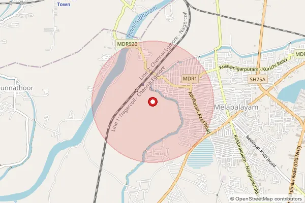 Map showing approximate area covered by Pincode 627005 — Melapalayam Bazaartirunelveli So, Tirunelveli