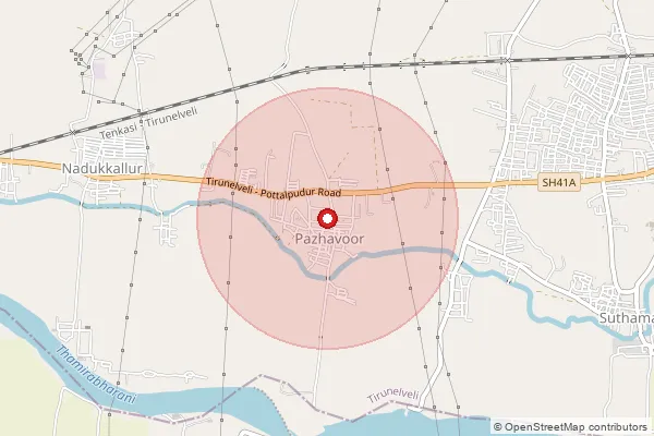 Map showing approximate area covered by Pincode 627010 — Vaduganpatti Bo, Tirunelveli