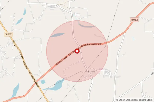 Map showing approximate area covered by Pincode 627104 — Kuthenkuli Bo, Tirunelveli