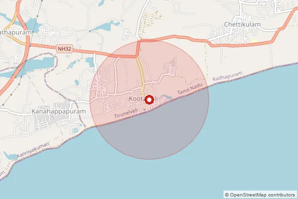 Map showing approximate area covered by Pincode 627127 — Kannankulam Bo, Tirunelveli