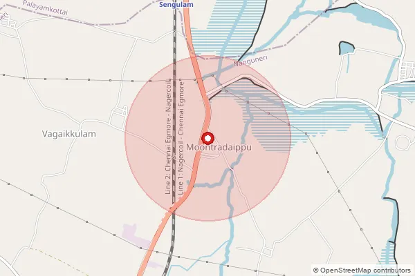 Map showing approximate area covered by Pincode 627152 — Sengulam Bo, Tirunelveli