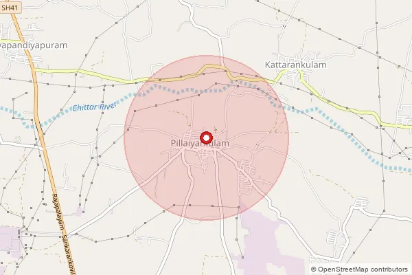 Map showing approximate area covered by Pincode 627201 — Kalakudi Bo, Tirunelveli