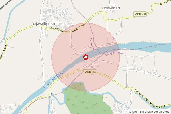 Map showing approximate area covered by Pincode 627353 — Manapadaiveedu Bo, Tirunelveli