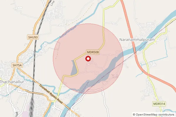 Map showing approximate area covered by Pincode 627358 — Azhaganeri Bo, Tirunelveli
