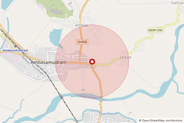 Map showing approximate area covered by Pincode 627401 — Ambasamudram Ho, Tirunelveli
