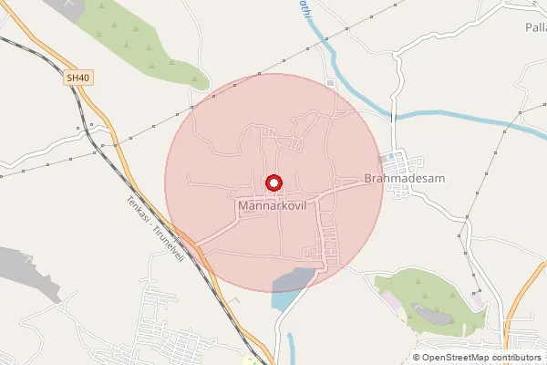 Map showing approximate area covered by Pincode 627413 — Rengasamudram Bo, Tenkasi