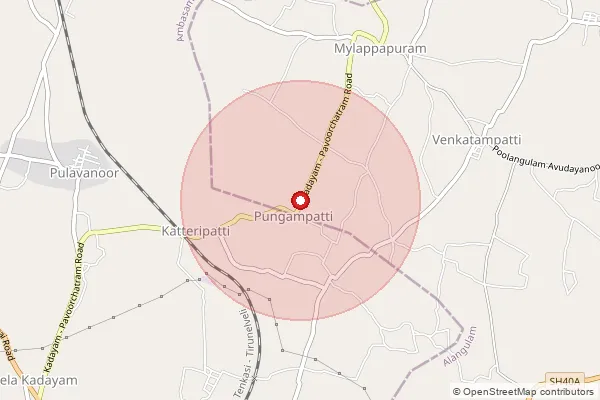 Map showing approximate area covered by Pincode 627415 — Mathapuram Bo, Tenkasi