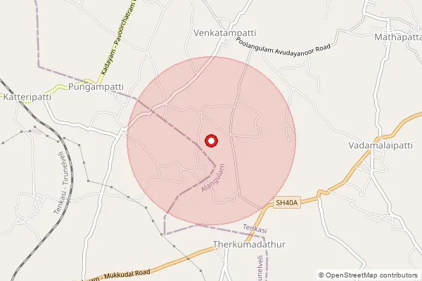 Map showing approximate area covered by Pincode 627418 — Ayanthiruvaleeswaram Bo, Tirunelveli