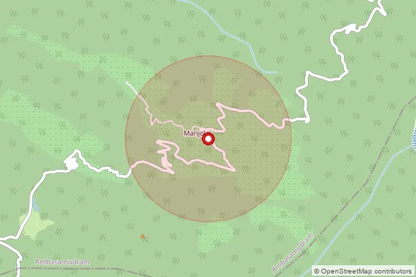 Map showing approximate area covered by Pincode 627420 — Manjolai So, Tirunelveli