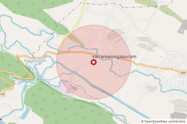 Map showing approximate area covered by Pincode 627422 — Papanasam Mills So, Tirunelveli
