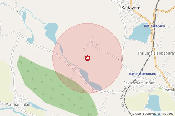 Map showing approximate area covered by Pincode 627424 — Ravanasamudram So, Tenkasi