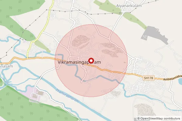 Map showing approximate area covered by Pincode 627425 — Papanasam Upper Dam Bo, Tirunelveli