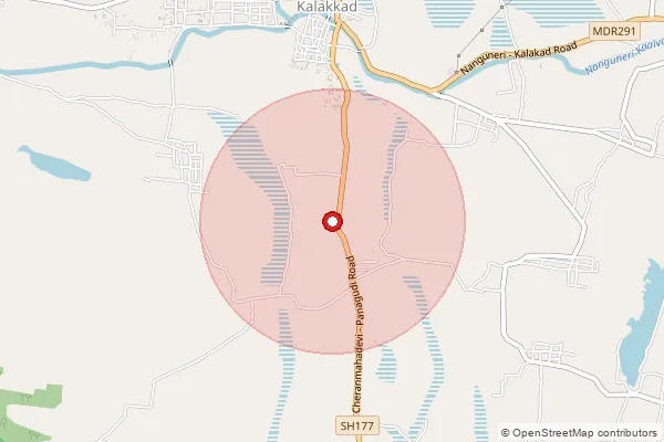 Map showing approximate area covered by Pincode 627501 — Kilakku Kalakkadu Bo, Tirunelveli