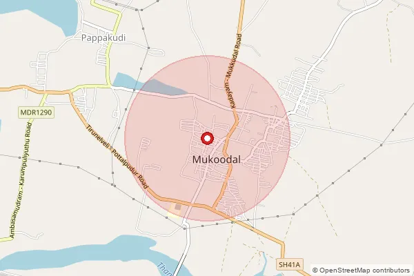 Map showing approximate area covered by Pincode 627601 — Singamparai Bo, Tirunelveli