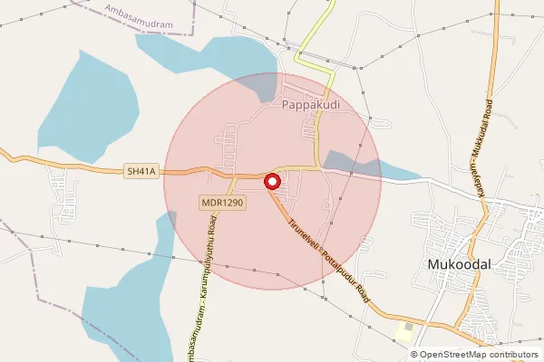 Map showing approximate area covered by Pincode 627602 — Kabaliparai Bo, Tirunelveli