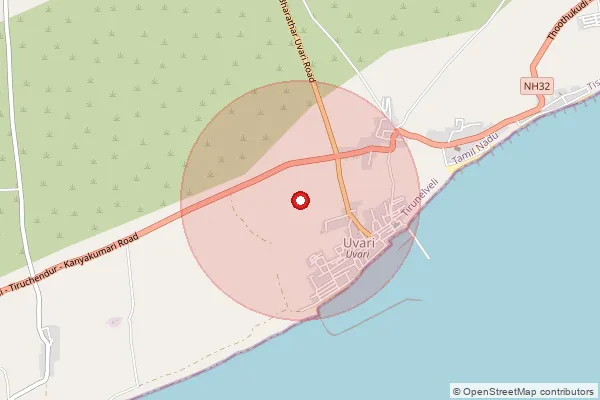 Map showing approximate area covered by Pincode 627651 — Kooduthalai Bo, Tirunelveli