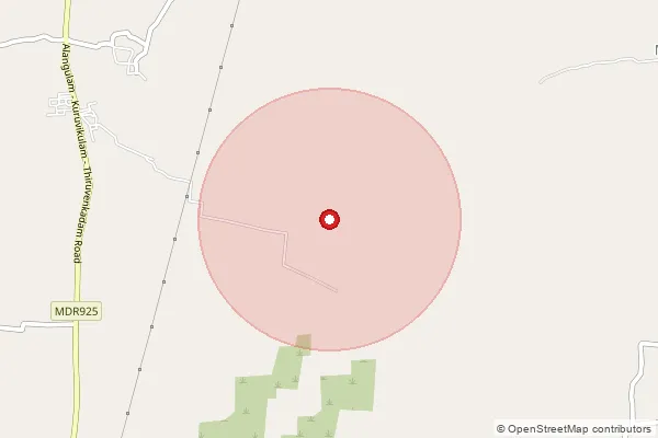 Map showing approximate area covered by Pincode 627713 — Sippiparai B.O, Virudhunagar