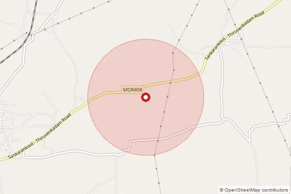 Map showing approximate area covered by Pincode 627719 — Kalingapatti B.O, Tenkasi