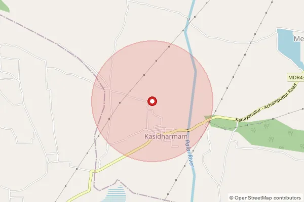 Map showing approximate area covered by Pincode 627751 — Chockampatti B.O, Tenkasi