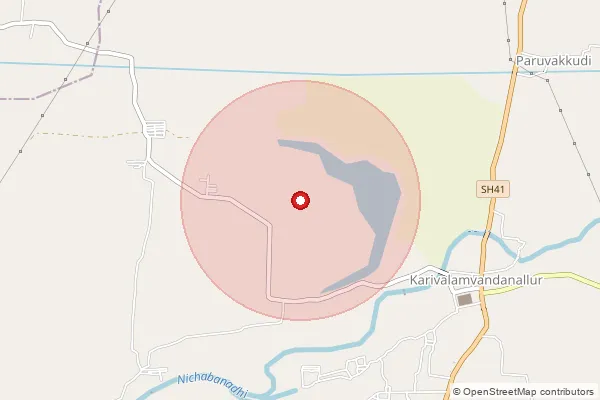 Map showing approximate area covered by Pincode 627753 — Pandapuli B.O, Tenkasi