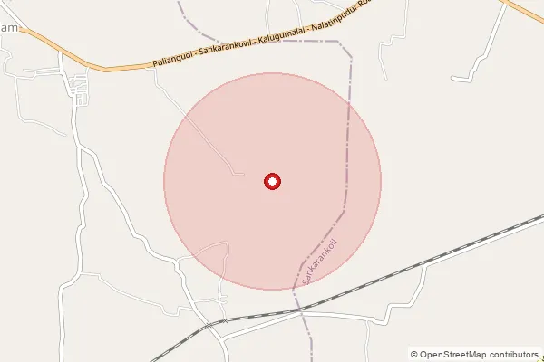 Map showing approximate area covered by Pincode 627755 — Malayadikurichi B.O, Tenkasi