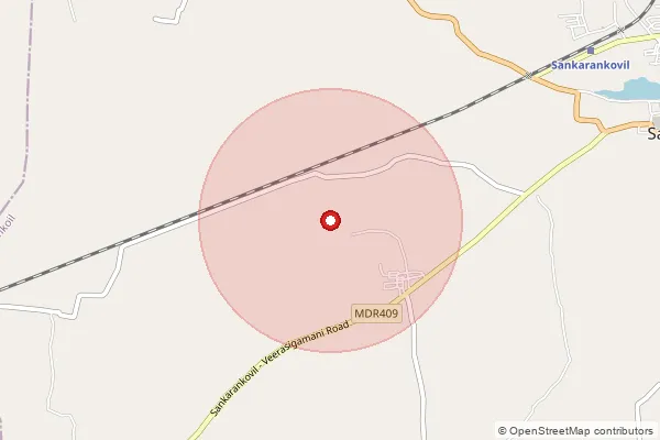 Map showing approximate area covered by Pincode 627756 — Sankarankovil H.O, Tenkasi