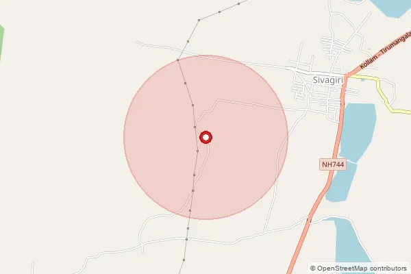 Map showing approximate area covered by Pincode 627757 — Arugankulam B.O, Tenkasi