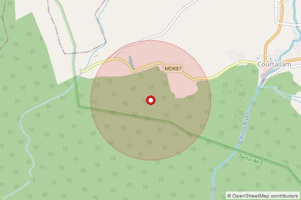 Map showing approximate area covered by Pincode 627802 — Courtallam S.O, Tenkasi