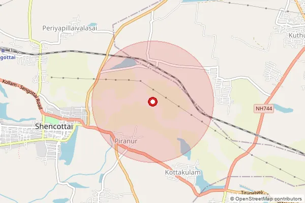 Map showing approximate area covered by Pincode 627803 — Achanputhur B.O, Tenkasi
