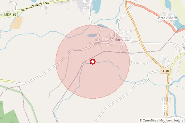 Map showing approximate area covered by Pincode 627805 — Ayyapuram B.O, Tenkasi