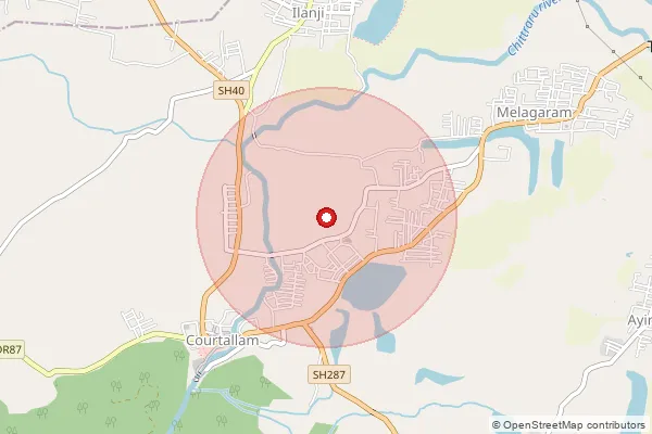 Map showing approximate area covered by Pincode 627811 — Tenkasi H.O, Tenkasi