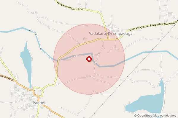 Map showing approximate area covered by Pincode 627812 — Vadakarai S.O (Tirunelveli), Tenkasi