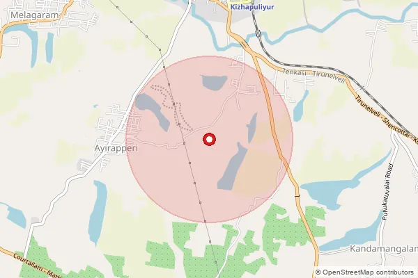 Map showing approximate area covered by Pincode 627814 — Gunaramanallur B.O, Tenkasi