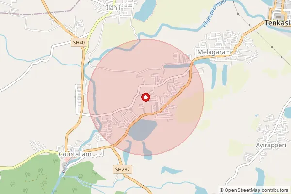 Map showing approximate area covered by Pincode 627818 — Melagaram S.O, Tenkasi