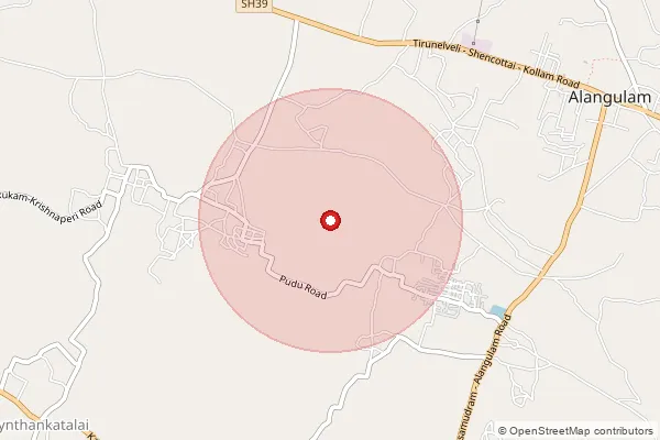 Map showing approximate area covered by Pincode 627854 — Venkateswarapuram B.O, Tenkasi