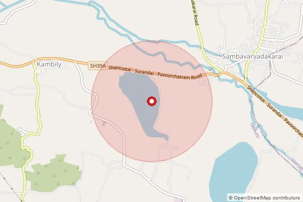 Map showing approximate area covered by Pincode 627856 — Poigai B.O, Tenkasi