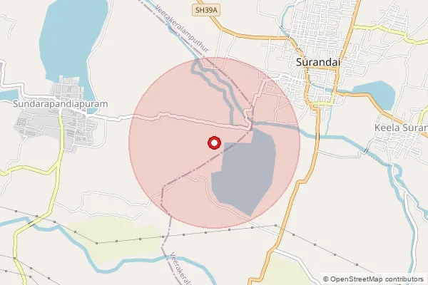 Map showing approximate area covered by Pincode 627859 — Anaikulam B.O, Tenkasi