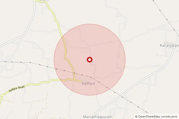 Map showing approximate area covered by Pincode 627860 — Karuvanda B.O, Tenkasi