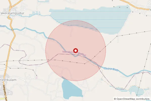 Map showing approximate area covered by Pincode 627861 — Veeranam B.O, Tenkasi