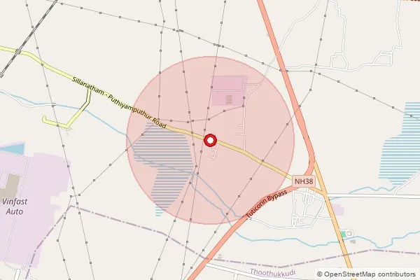 Map showing approximate area covered by Pincode 628002 — Milavittan R S B.O, Tuticorin