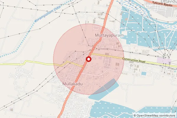 Map showing approximate area covered by Pincode 628005 — Muthiahpuram S.O, Tuticorin