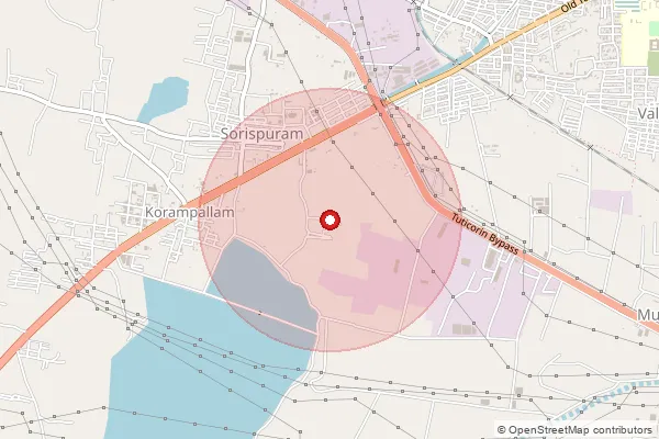 Map showing approximate area covered by Pincode 628101 — Maravanmadam B.O, Tuticorin