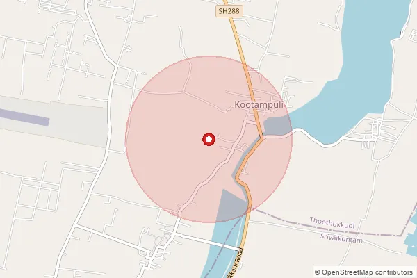 Map showing approximate area covered by Pincode 628103 — Kootampuli B.O, Tuticorin
