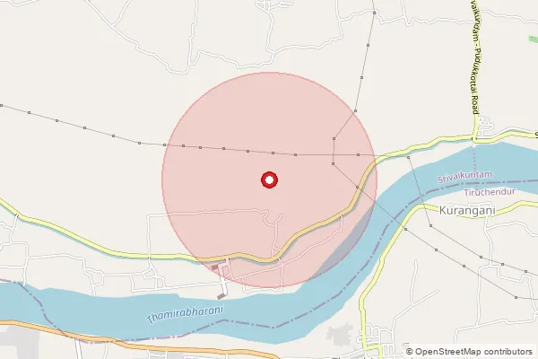 Map showing approximate area covered by Pincode 628151 — Keeranur B.O, Tuticorin