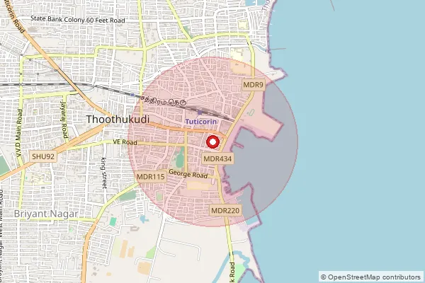 Map showing approximate area covered by Pincode 628152 — Kovankadu B.O, Tuticorin